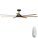 Alula SMART DC Ceiling Fan by Calibo – Black with Teak Blades 80″
