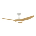 Strike DC Ceiling Fan by Domus with LED Light – White with Oak Timber Style ABS Blades 48″