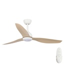 Eco Style DC Ceiling Fan by Fanco with LED Light – White with Beechwood Timber Style ABS Blades 52″
