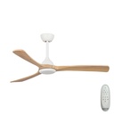 Sanctuary DC Ceiling Fan by Fanco – White with Natural Blades 52″