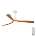 Sanctuary DC Ceiling Fan by Fanco with LED Light – White with Teak Blades 52″