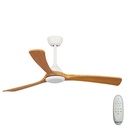 Sanctuary DC Ceiling Fan by Fanco – White with Teak Blades 52″