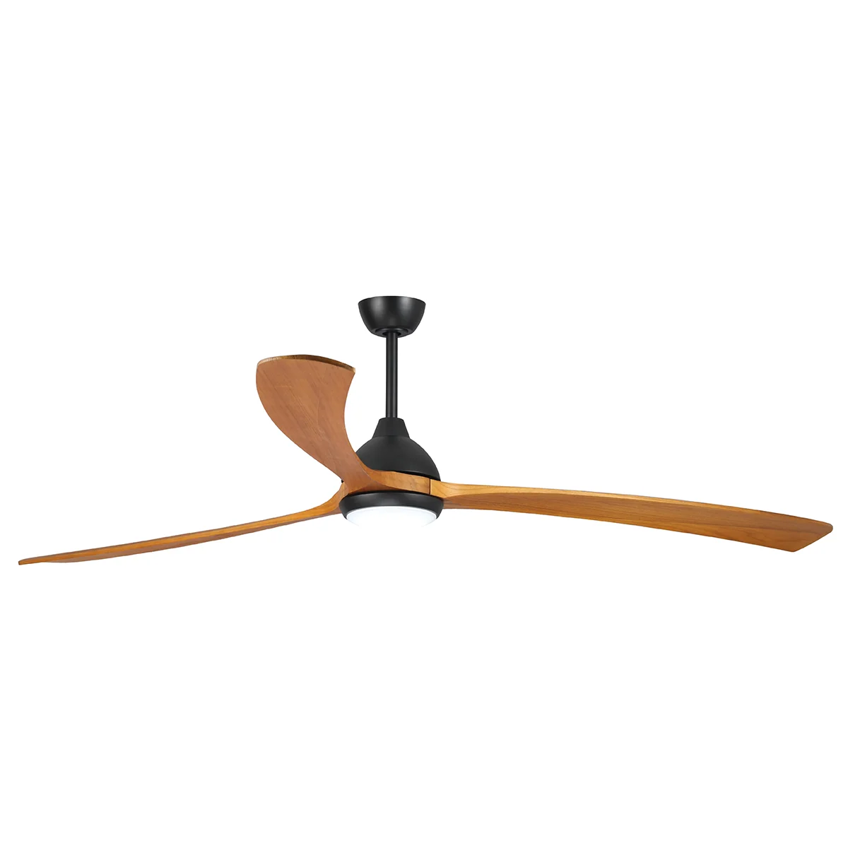 Sanctuary DC Ceiling Fan by Fanco with LED Light & Remote – Black with Solid Timber Teak Blades 70″
