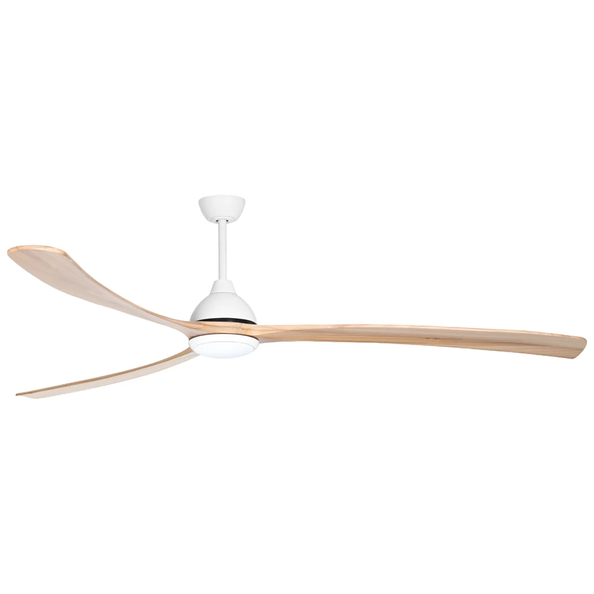 Sanctuary DC Ceiling Fan by Fanco with LED Light & Remote – White with Natural Timber Blades 92″