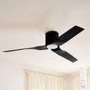 Flow DC Ceiling Fan by Fanco with LED Light – Black 52″