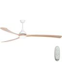 Sanctuary DC Ceiling Fan by Fanco with LED Light & Remote – White with Natural Timber Blades 86″