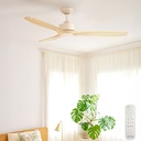 EarthFirst Wynd DC Ceiling Fan by Fanco with Base Cap – Ecru with FSC Timber Blades 52″