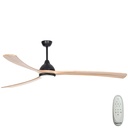 Sanctuary DC Ceiling Fan by Fanco with LED Light & Remote – Black with Natural Timber Blades 86″