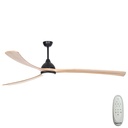 Sanctuary DC Ceiling Fan by Fanco with LED Light & Remote – Black with Natural Timber Blades 92″