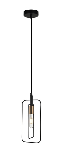 [CONTOUR2] Pendant Light ES Black Rectangular with Antique Brass Highlight OD150m