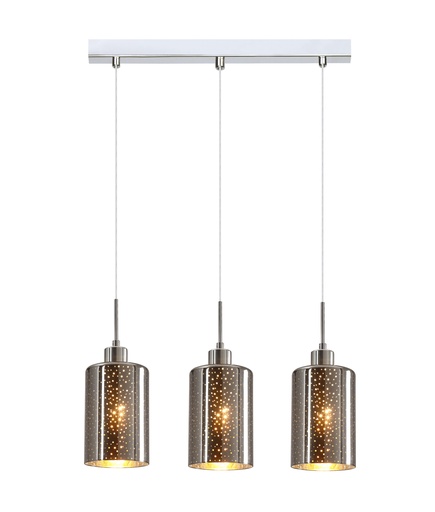 Pendant Light ES x 3 72W Glass With Dotted Effect Square Base