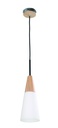 Pendant Light ES Opal Glass Long Cone with wood highlights OD130mm