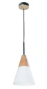 Pendant Light ES Opal Glass Medium Cone with wood highlights OD195mm