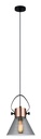 Pendant Light ES Smoke Glass Cone with Copper highlights OD180mm