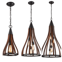 Pendant Light ES Dark Red Wood Bell