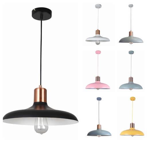 Pendant Light ES Dome with Copper Highlight OD400mm