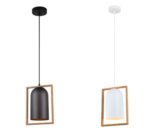 Pendant Light ES Oblong with Wood Frame OD230mm