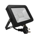 Flood Light LED Surface Mounted Slim 30W Black 5000K IP65 Flex & Plug 2400LM