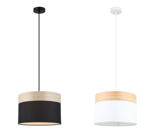 Pendant Light ES Medium Round with Wood Highlights OD300mm