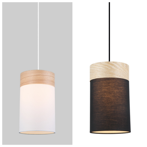 Pendant Light ES Cloth Small Oblong with Wood Highlights OD150mm