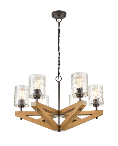 [VOTIF1] Pendant Light ESx6 OD799mm Candelabra Oak Wood